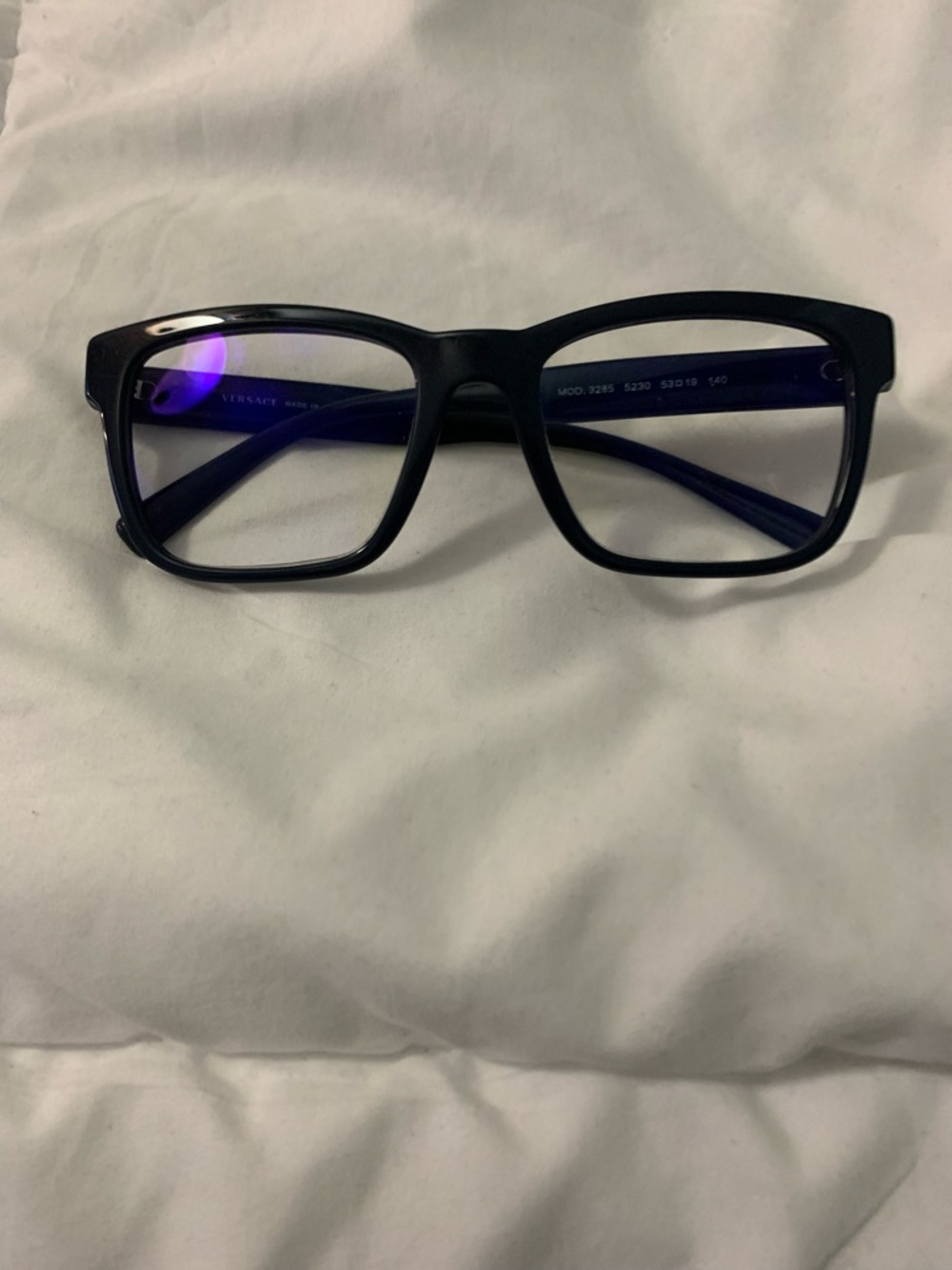 Versace Glossy Black Eyeglasses. Auth. Light numberical stampshown under light.
